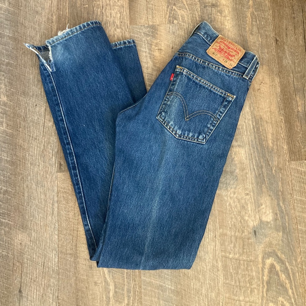 Levi’s | 501 High Rise Button Fly Dark Blue Denim Jeans
